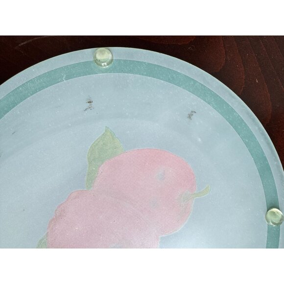 Vintage Glass Apple Cutting Board With Green Trim & MSR Imports Stand - Picture 6 of 7